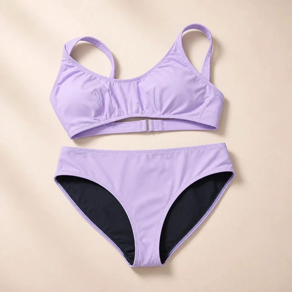 Fabletics Lavender Bikini Set High-Waisted Bottoms & Underwire Top New With Tags